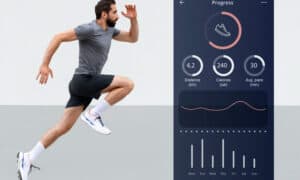 A man running with an app on his phone.