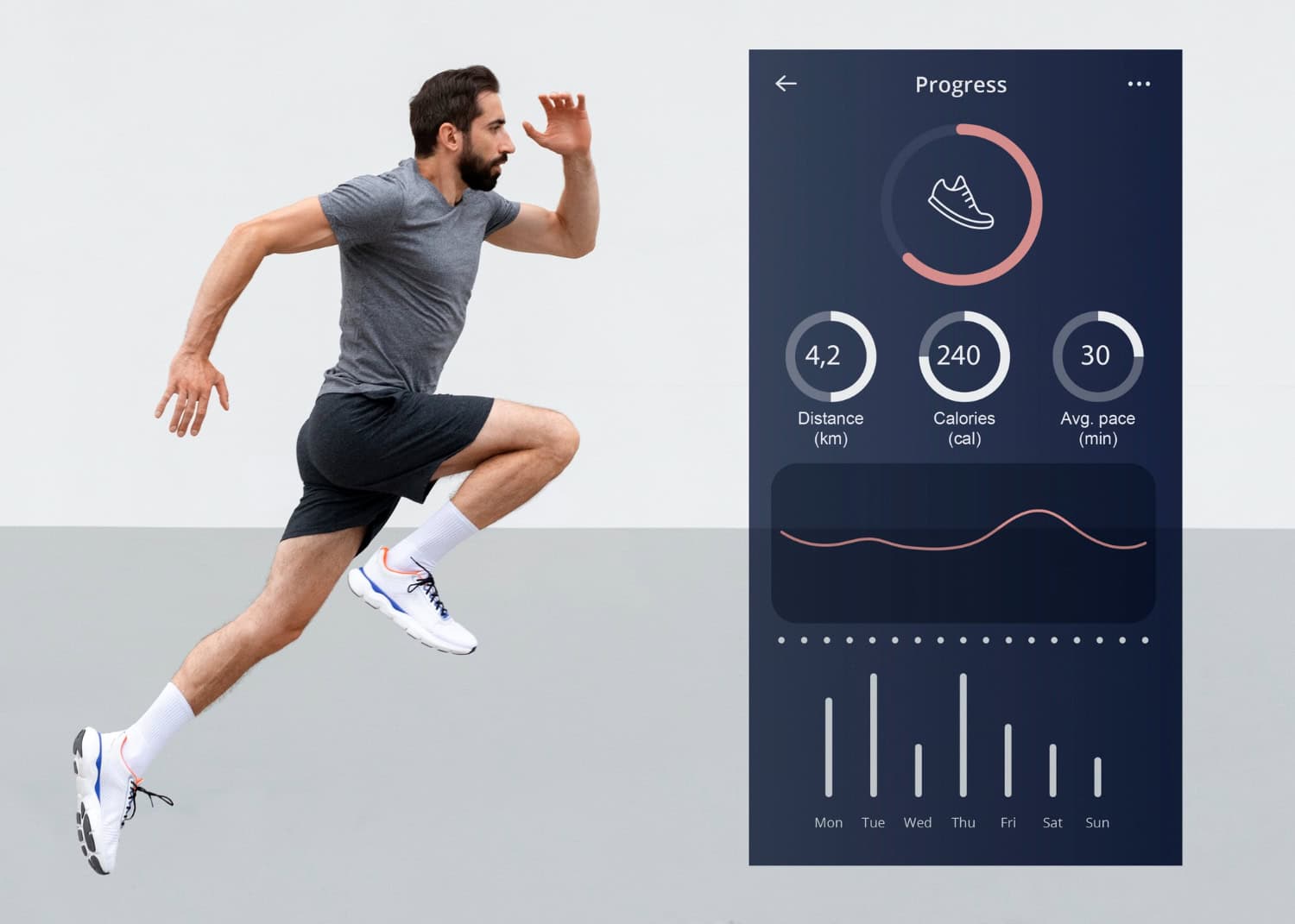 A man running with an app on his phone.